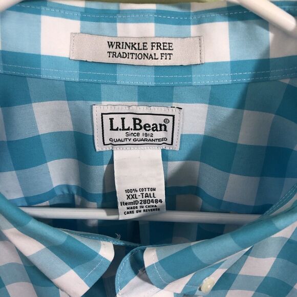 L.L. Bean Men's Short Sleeve Button Down Shirt Plaid Traditional Fit XXL - Picture 5 of 6